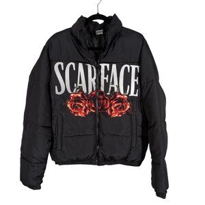 Universal City Studios Scar Face Men S Black Front/Back Design Puffer Coat NWOT